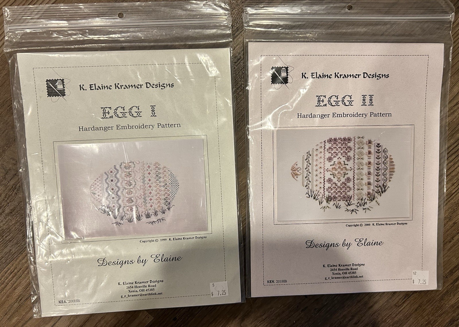 Elaine Kramer Designs Hardanger Embroidery Needlepoint Pattern Lot Egg I & II