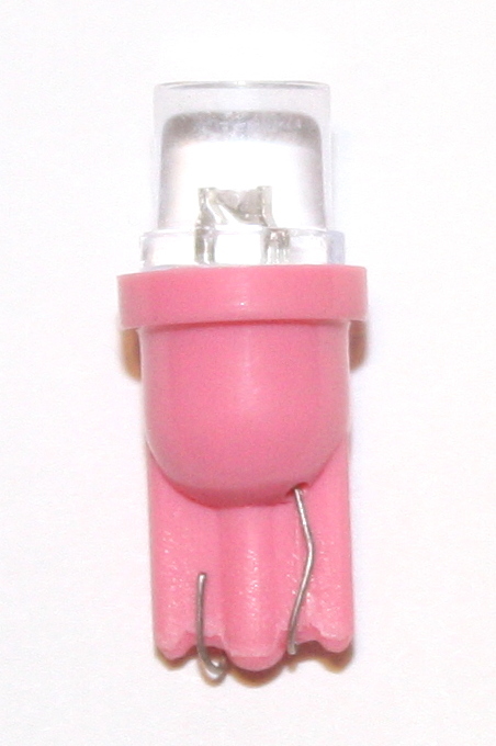 (10 Pack) - 6.3 Volt LED Bulb Flat Top 555 Base (T10) Pinball - PINK