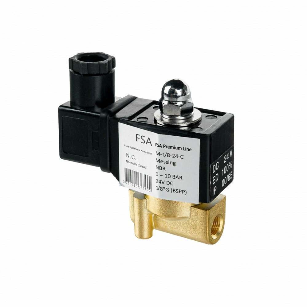 FSA Magnetventil Messing stromlos geschlossen 1/8-2" bis 150°C