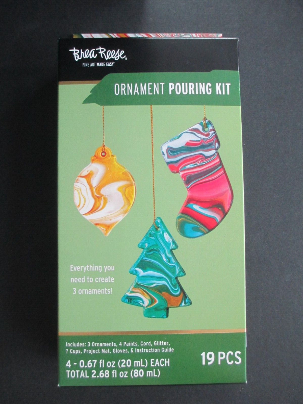 Brea Reese: Acrylic Paint Pouring Kit - Ornaments - Customize 3 Ornaments    B53