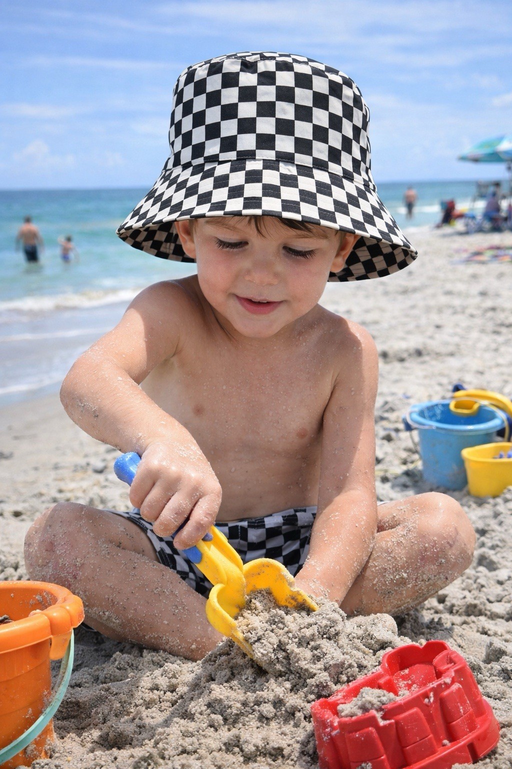 Black And White Checkered Kids Bucket Hat One Size  Grayson Threads