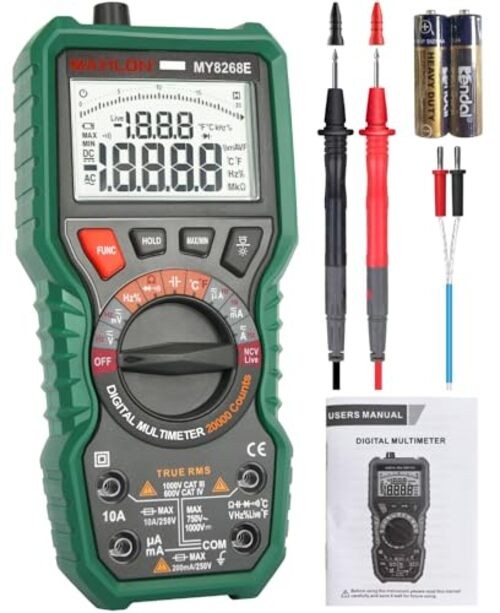20000 Counts High Resolution Digital Multimeter, TRMS Auto-Ranging Multimeter