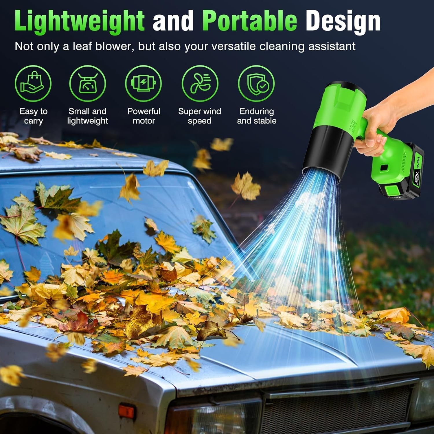 6-Speed Cordless Leaf Blower - Effortless Cleaning for Yard, Patio, and More