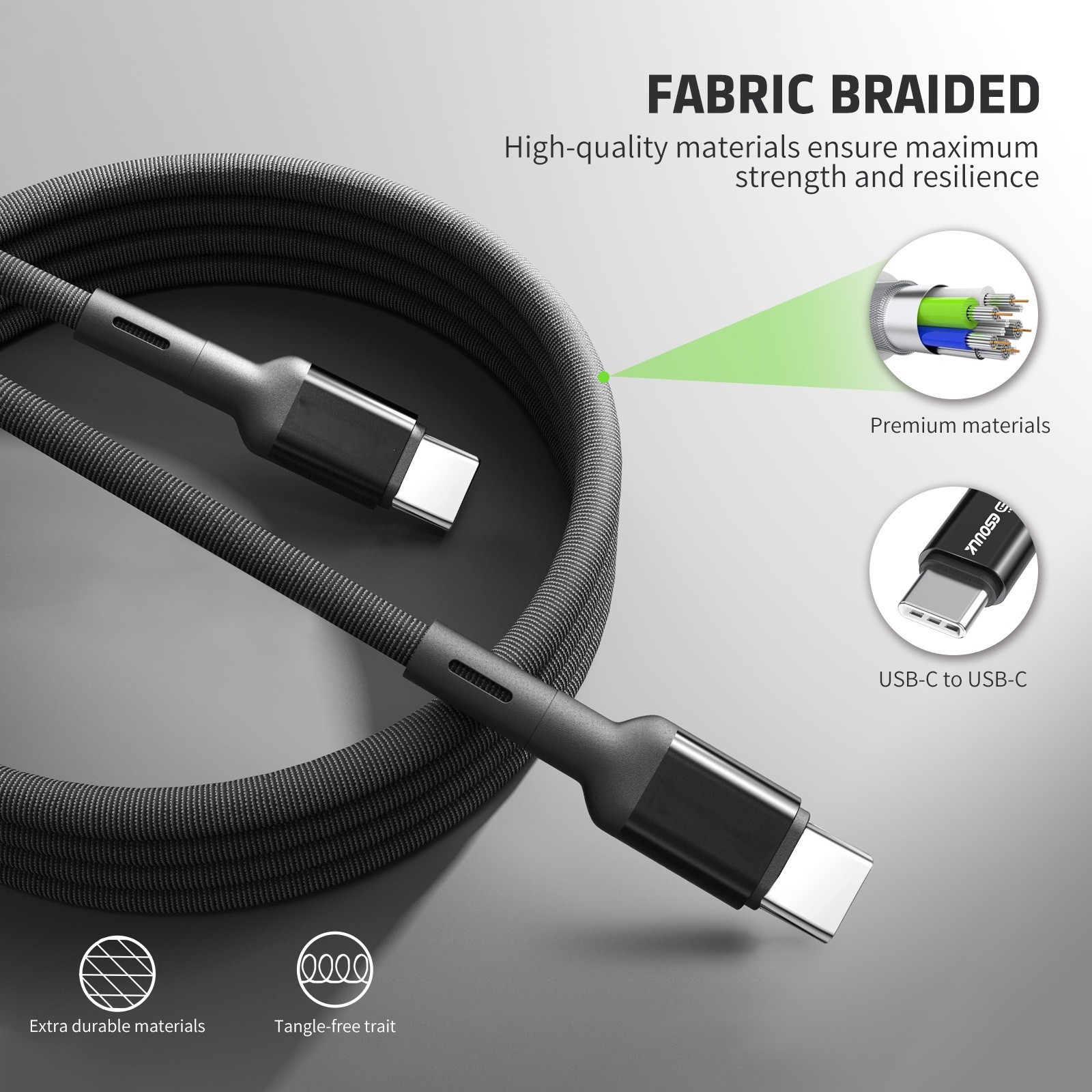 For Foxx Foxxd A55 / A56 2X 3FT USB C to C Charging Data Cable
