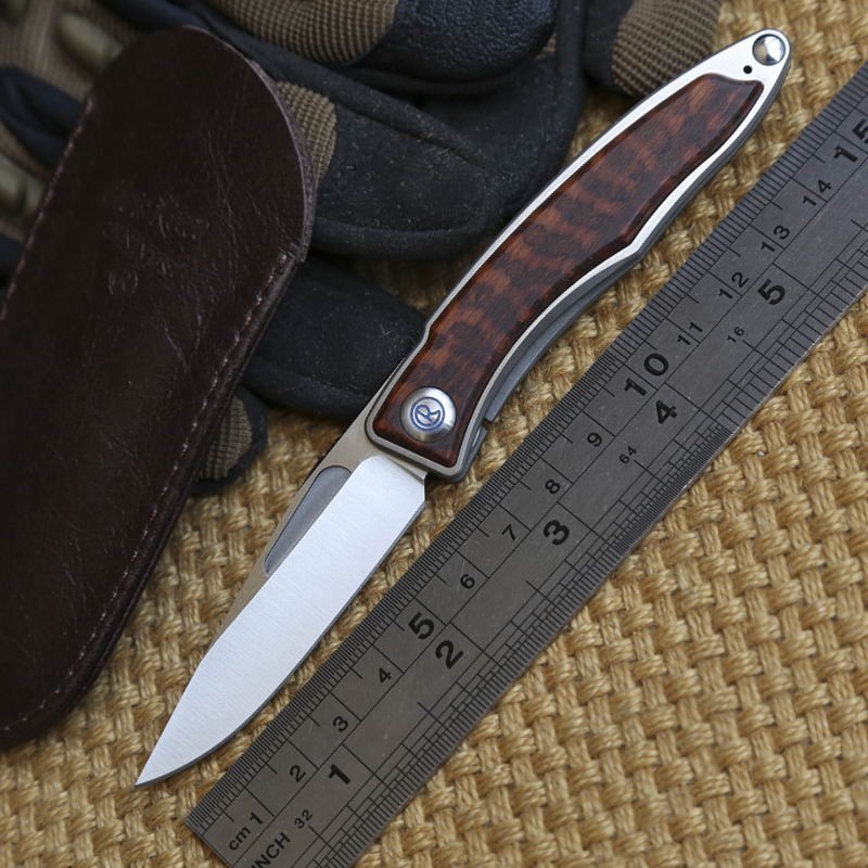 High Quality Classic S35vn Blade Pocket Folding Knife Tc4 Titanium Wood Handle