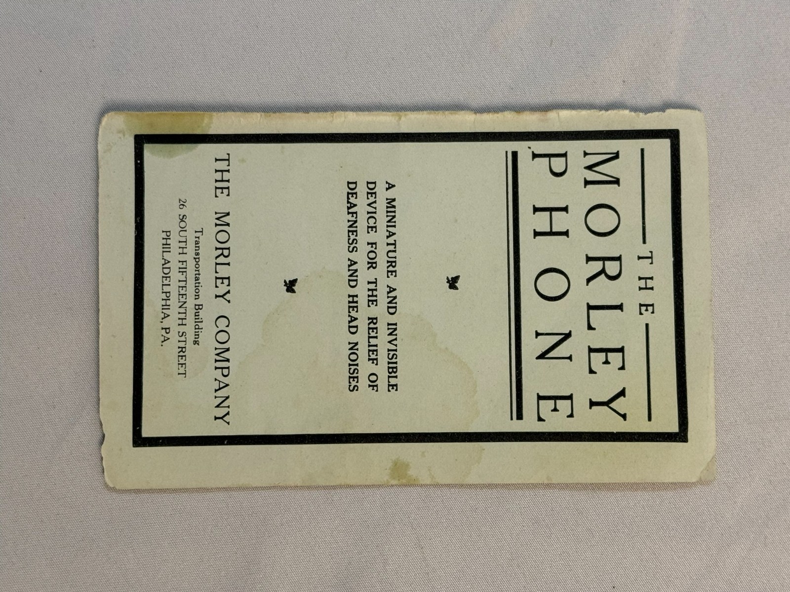 Morley Phone Hearing Aid Way Invisible Ear Drums w Pamphlets Vintage