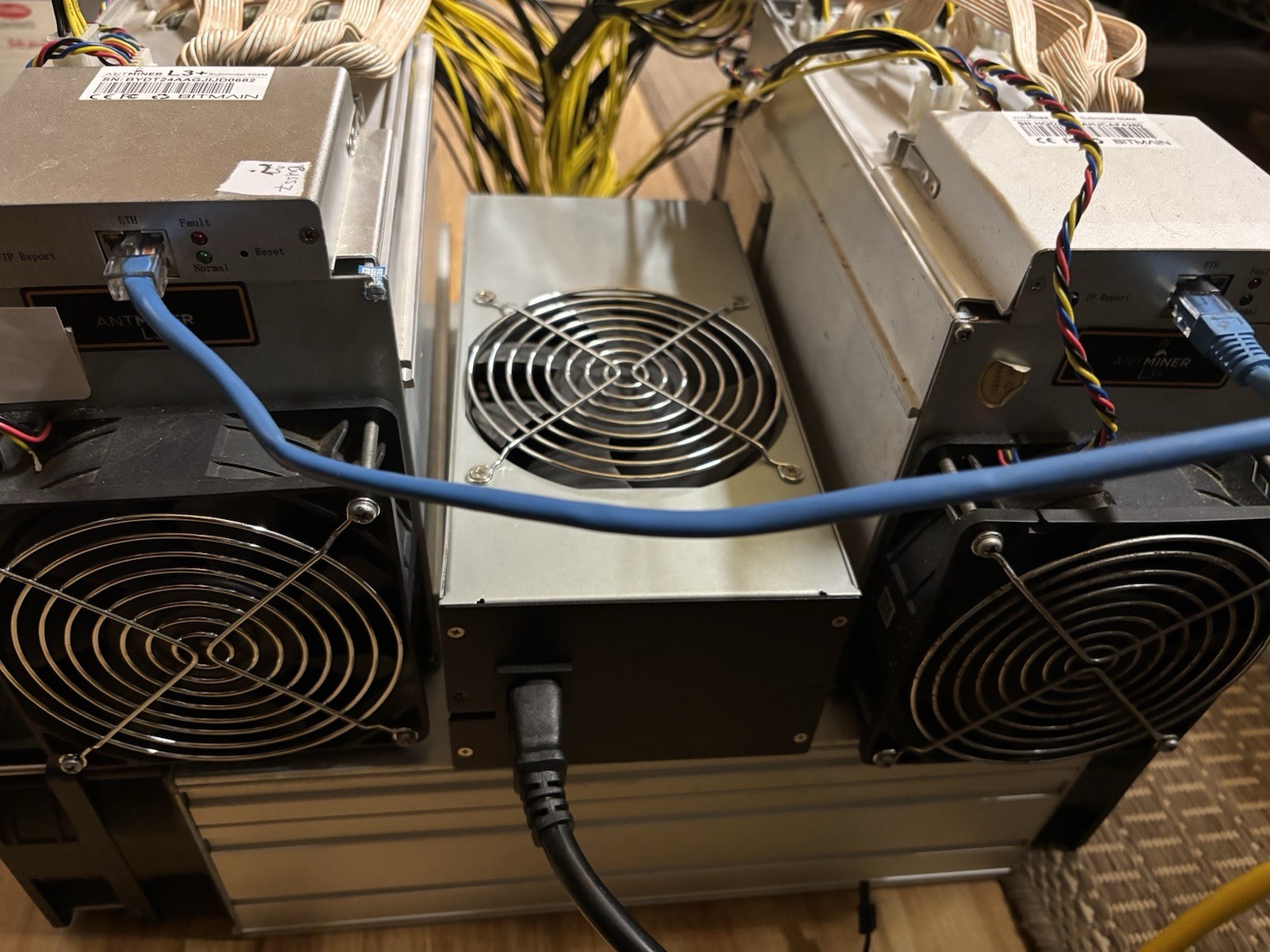 Lot Of 2 Bitmain Antminer L3+ ASIC Scrypt Miner LTC DOGE With Quiet APW5 PS