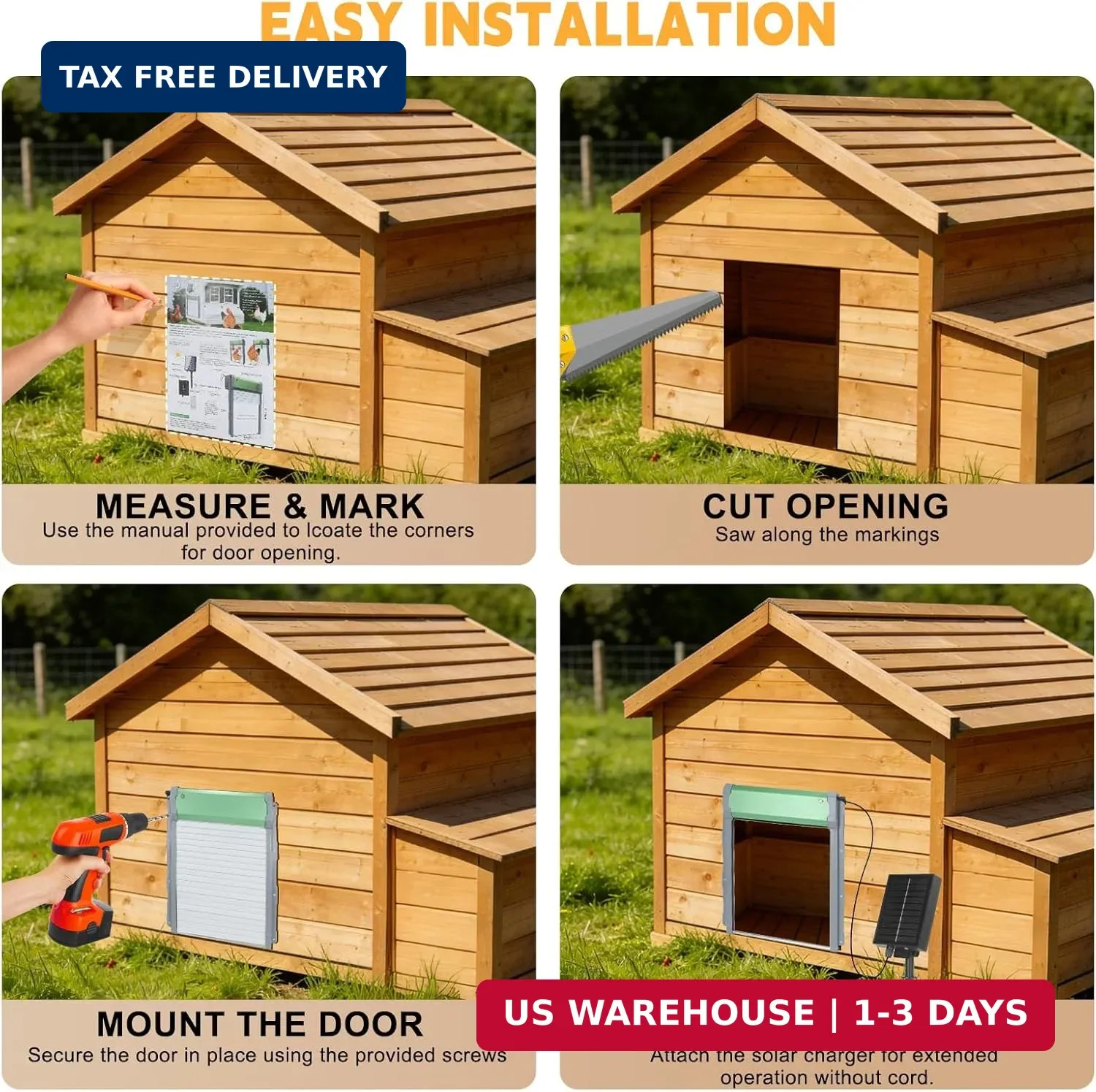 Solar-Powered Automatic Chicken Coop Door with Timer, Light Sensor & Remote Cont