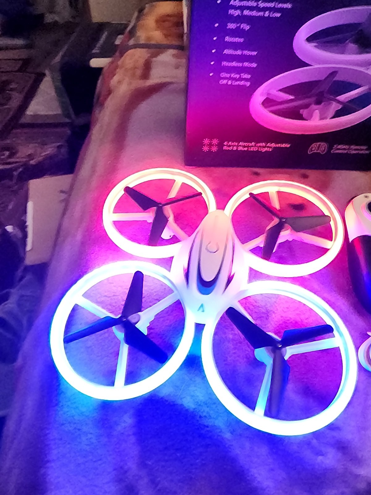ACTIVA LUMINOUS QUAD DRONE Adjustable Speed Levels High, Medium,Low Aircraft