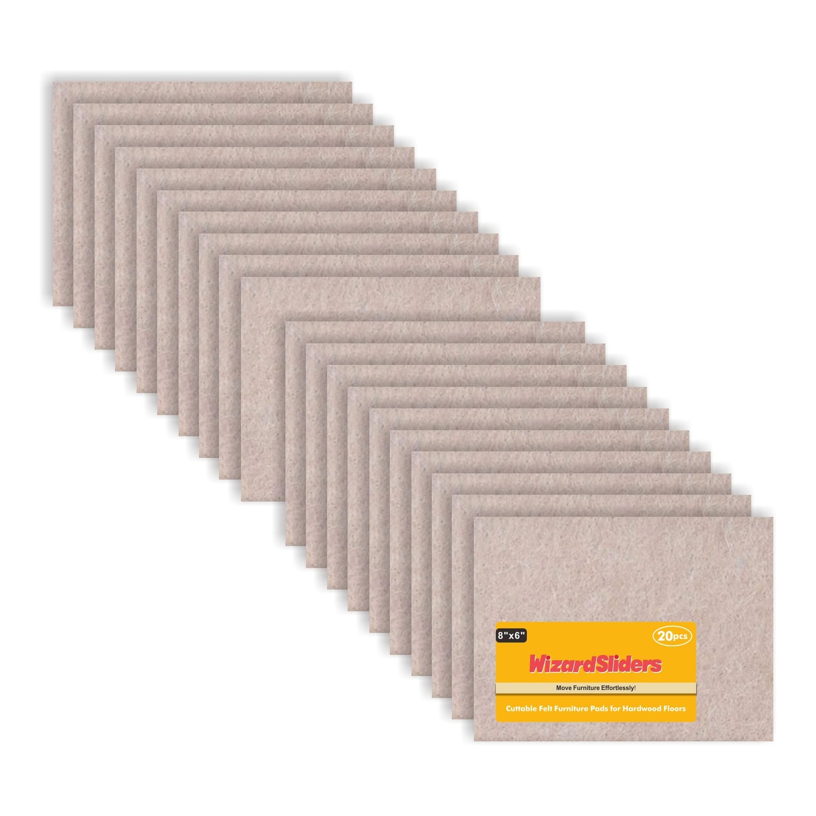 Felt Furniture Pads Self Adhesive Hardwood Floors 20pcs 8x6, Beige Set 20 PCS