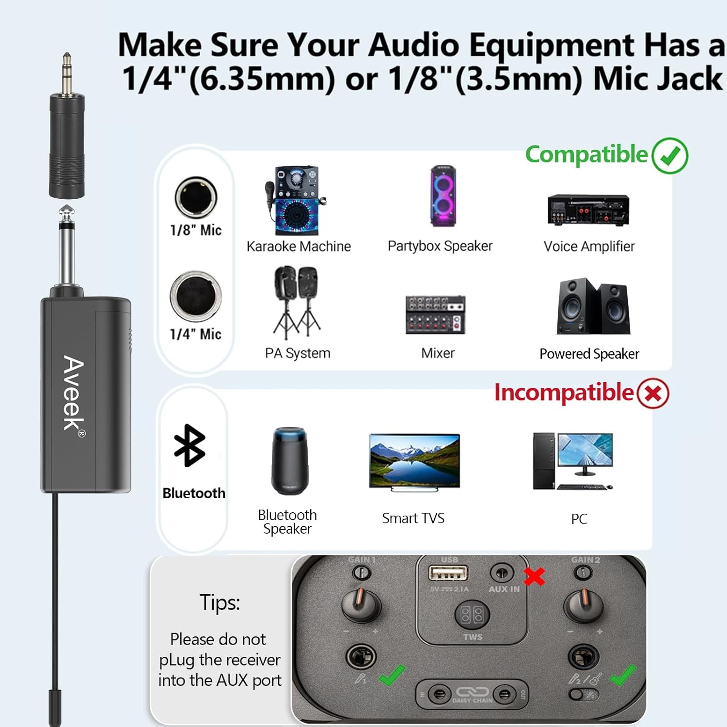 Aveek Karaoke Microphone Wireless, for Speakers with 2 Packs