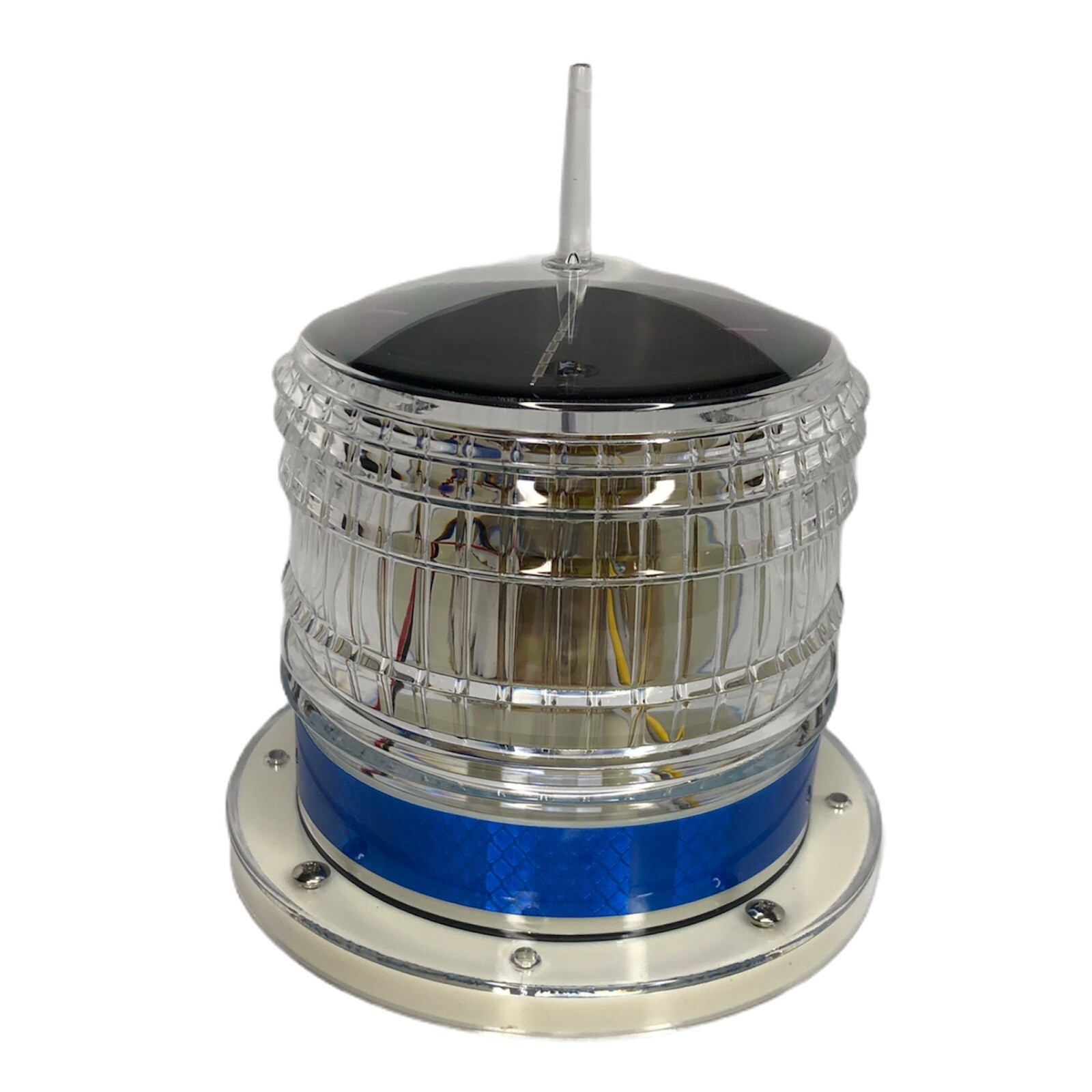 Marine Solar Warning Light - BLUE LED Marine Dock Barge Safety Beacon Light 2NM