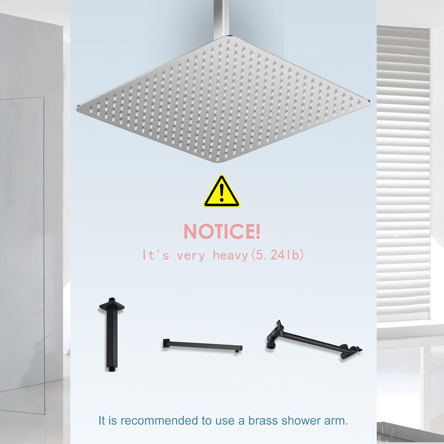 16" Chrome Rain Shower Head - All Metal 304 Stainless Steel, 324 Nozzles
