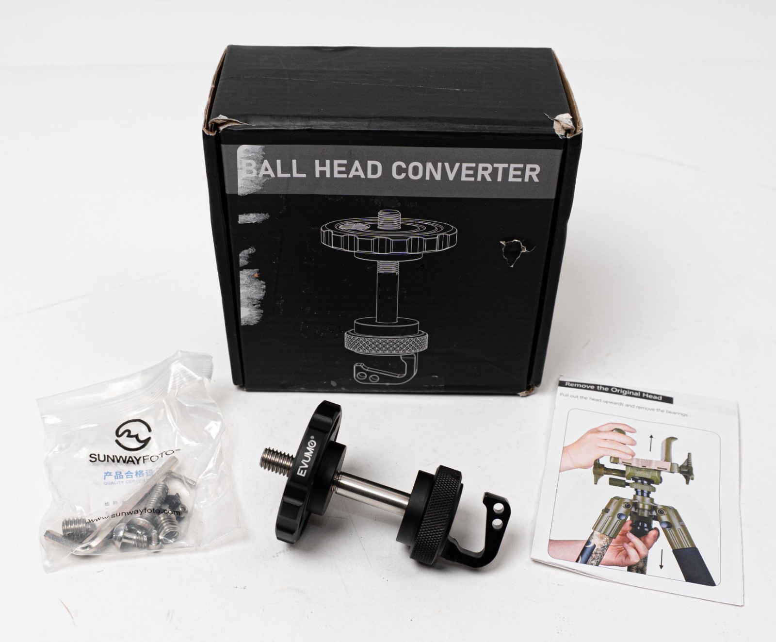 Ball Head Converter Kit for BOG DeathGrip Tripod, 6061-T6 Aluminum Ball Head.
