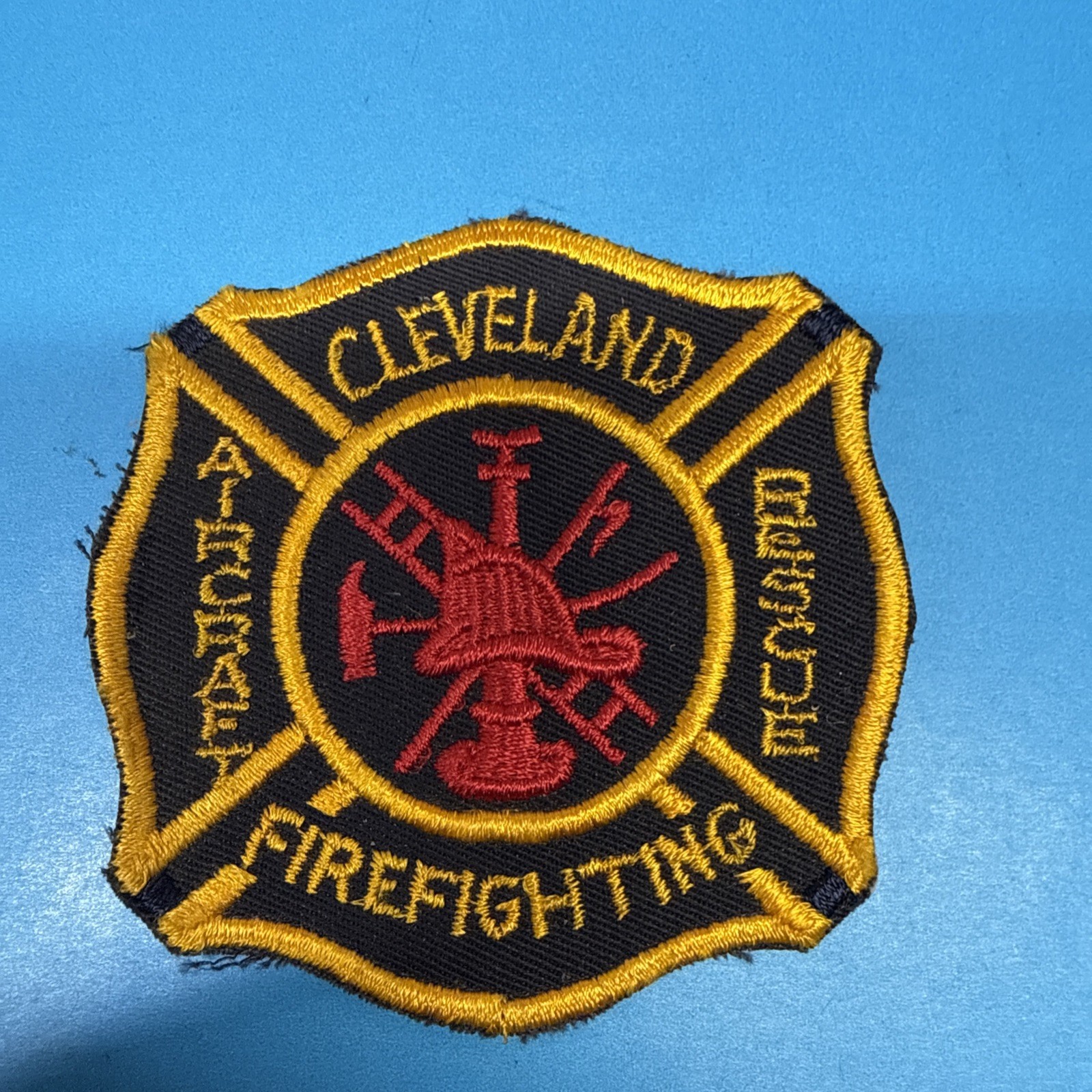 Vintage Cleveland Aircraft Rescue Firefighting Patch Ohio Cheesecloth Backing