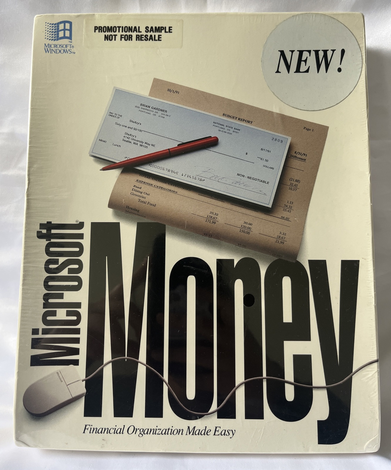 NEW Vtg Microsoft Money Software Factory SEALED 1991 Floppy Discs