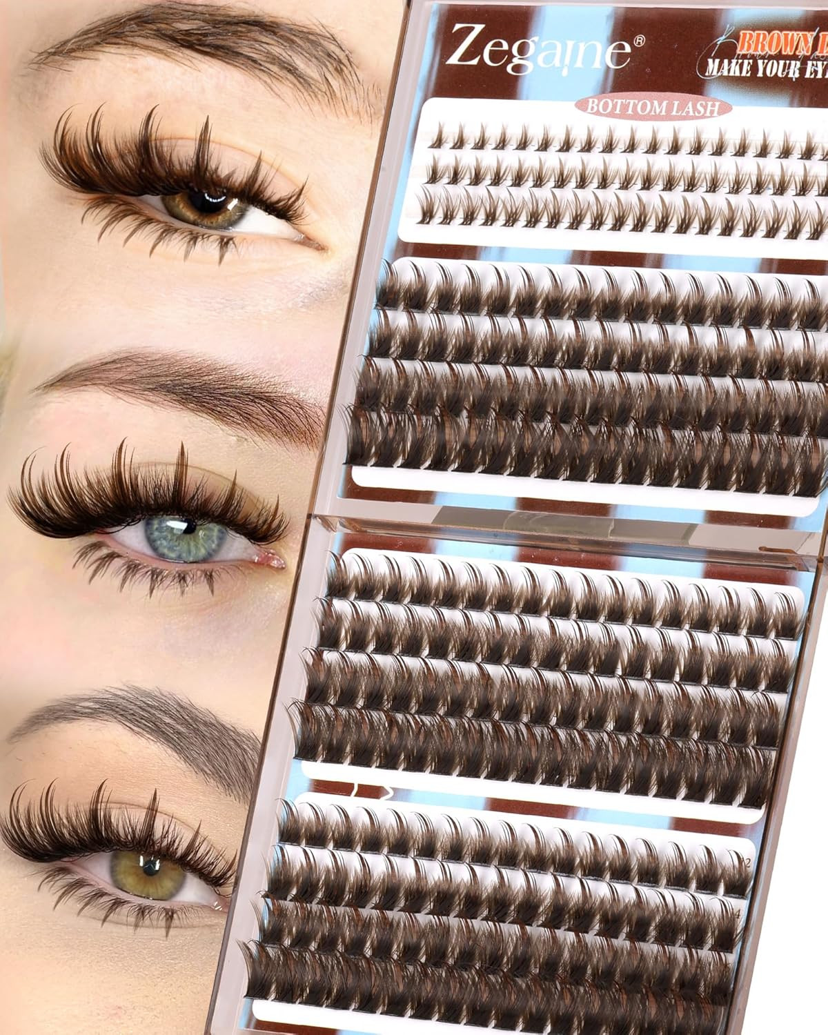 Brown Lash Clusters with Spikes Bottom Eyelash Clusters Wispy Cluster Eyelash Ex