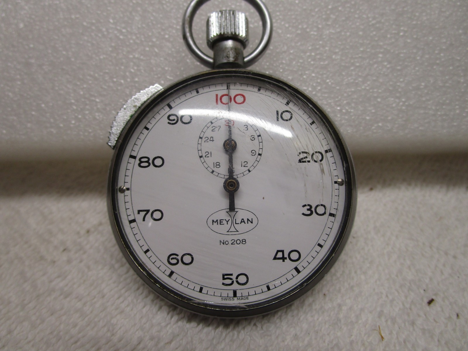 Vintage Meylan No 208 Stopwatch 51mm Silver Tone Swiss Made Manual Works