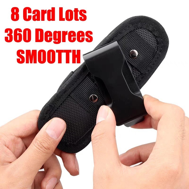 Tactical Flashlight Pouch 360 Degree Rotating Belt Holster Nylon Torch Case