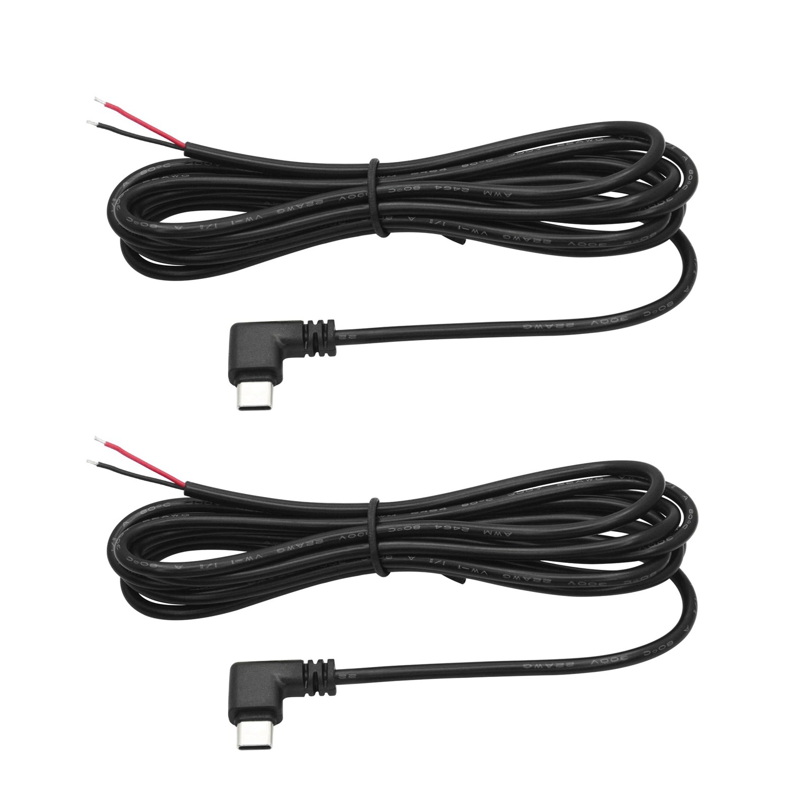 2 PCS 2M/6FT Right Angle USB C 2 Pin Bare Wire Open End 90 Degree 22AWG 5V/3A