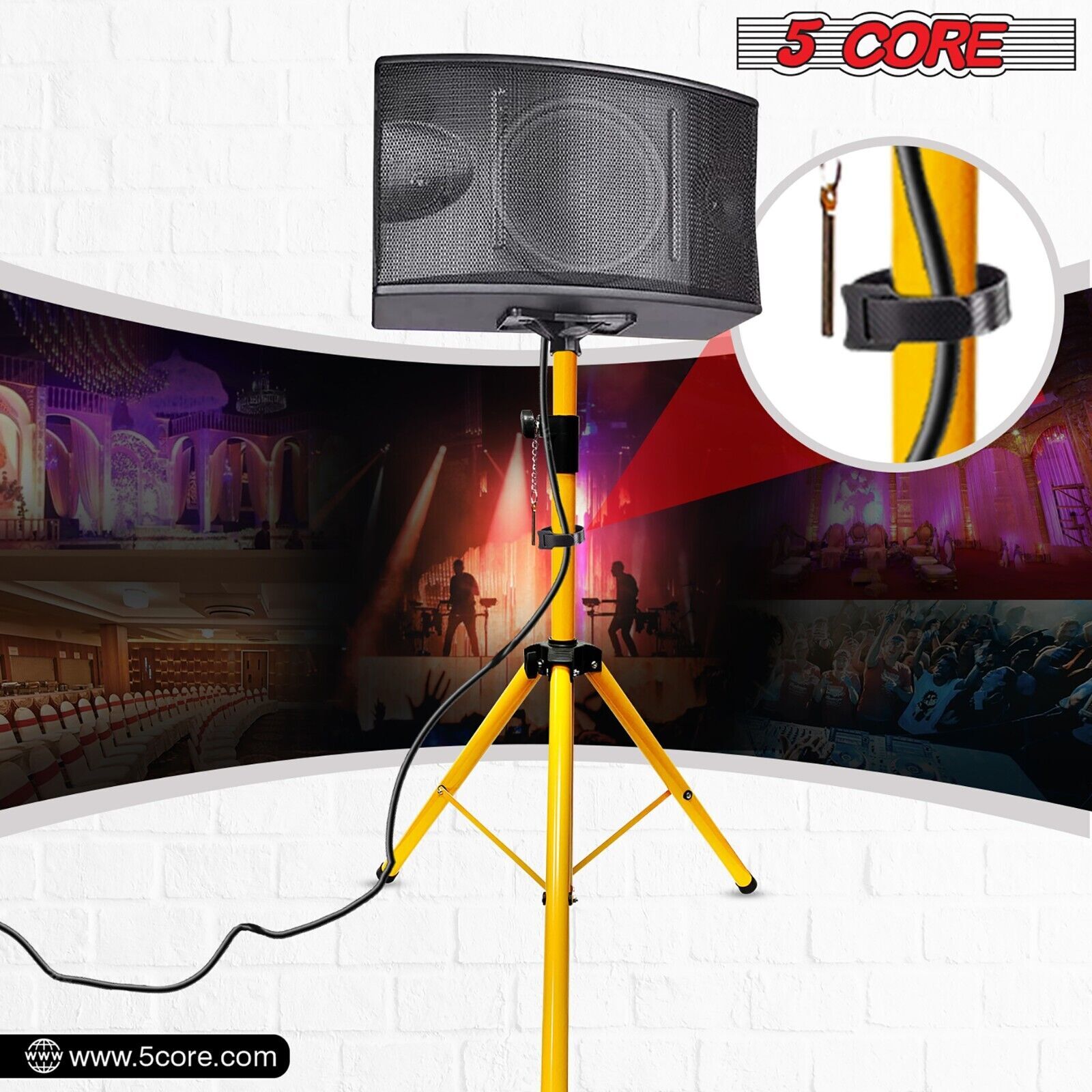 5Core Speaker Stand Tripod Tall Adjustable 72 Inch DJ Studio Monitor Pair Stands