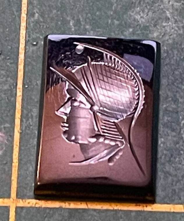 BLACK ONYX CARVED SOLDIER RING INSERT