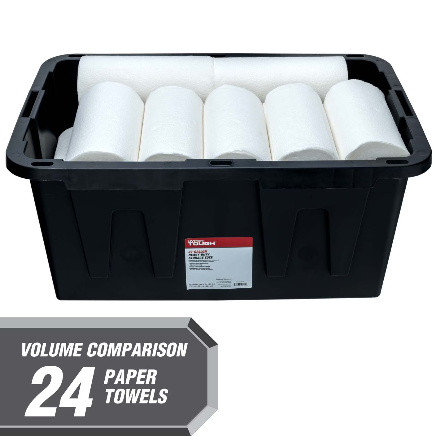 (4 Pack) Hyper Tough 27 Gallon Storage Bin Snap Lid Heavy Duty Plastic Black Red
