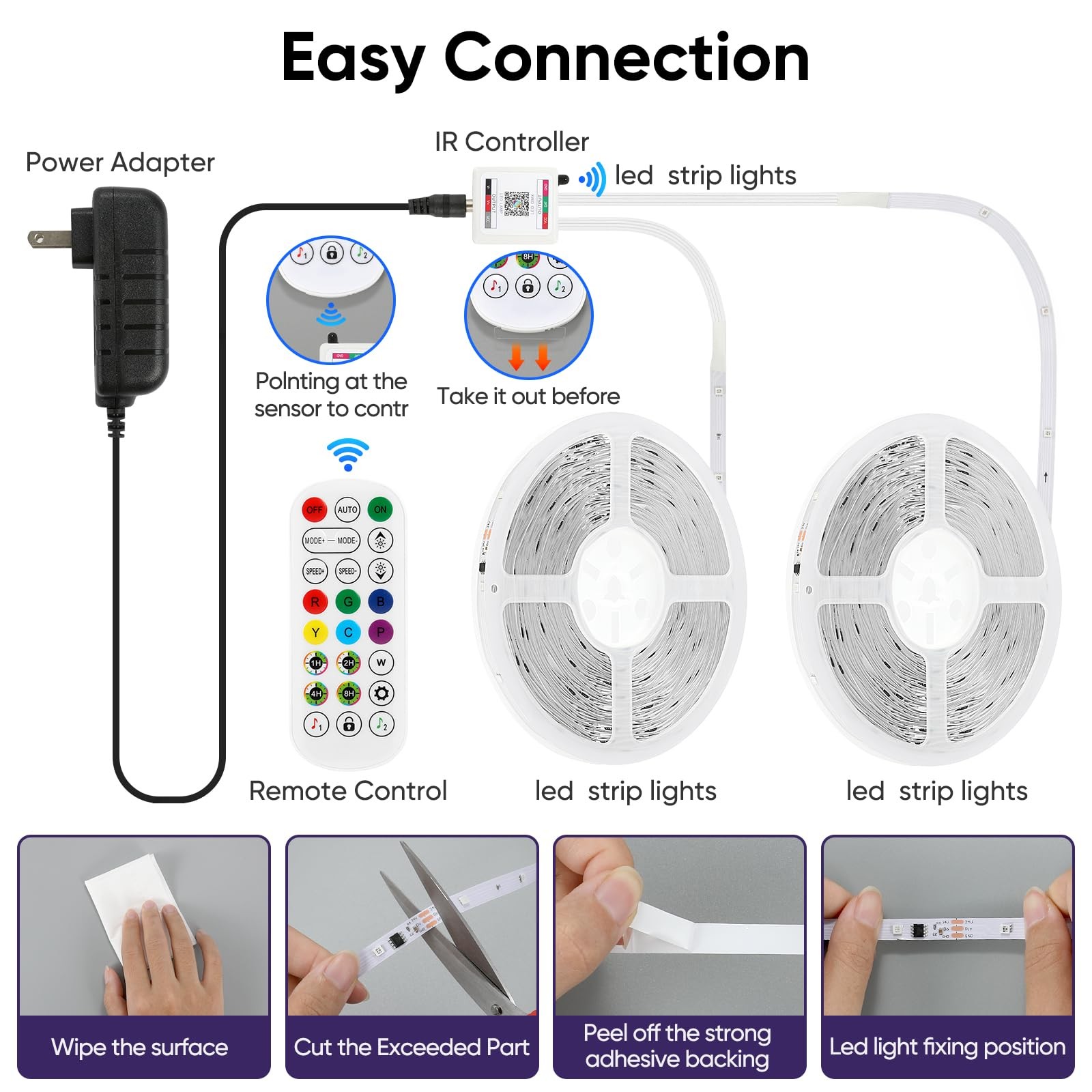 IC Smart RGB LED Strip Lights, 166FT LED Lights for Bedroom, App Control/Remo...