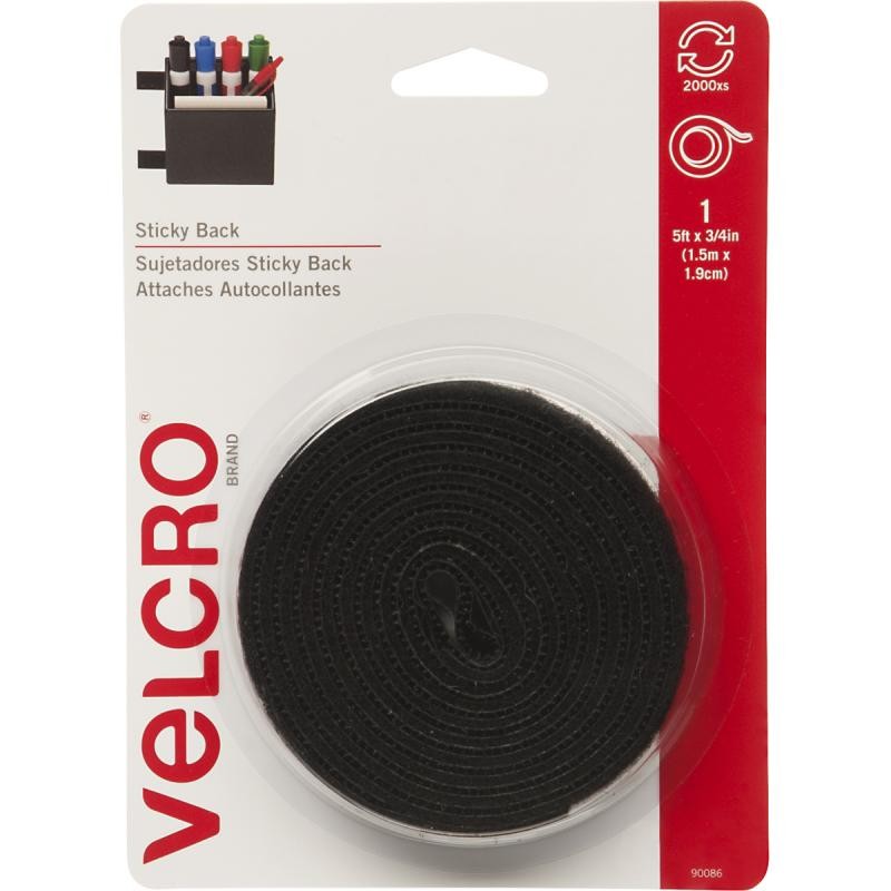 Velcro VEK90086 Hook & Loop Fastener 0.75" x 5 ft Black