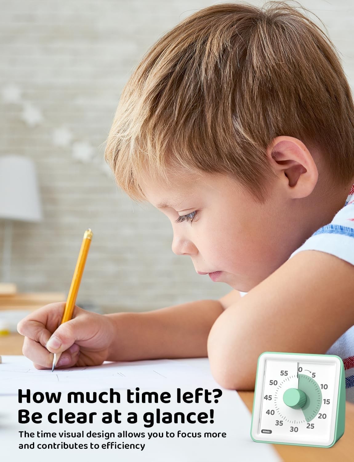 Visual Timer 60-Minute Silent Visual Timer Kids Kitchen Countdown Mute Alarm