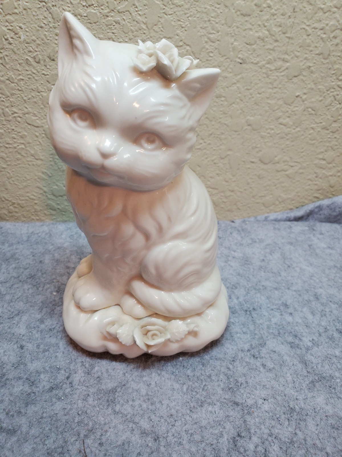 Vintage Aladdin Giftware Cat Night light Lamp Porcelain Flowers 1960-70's MCM