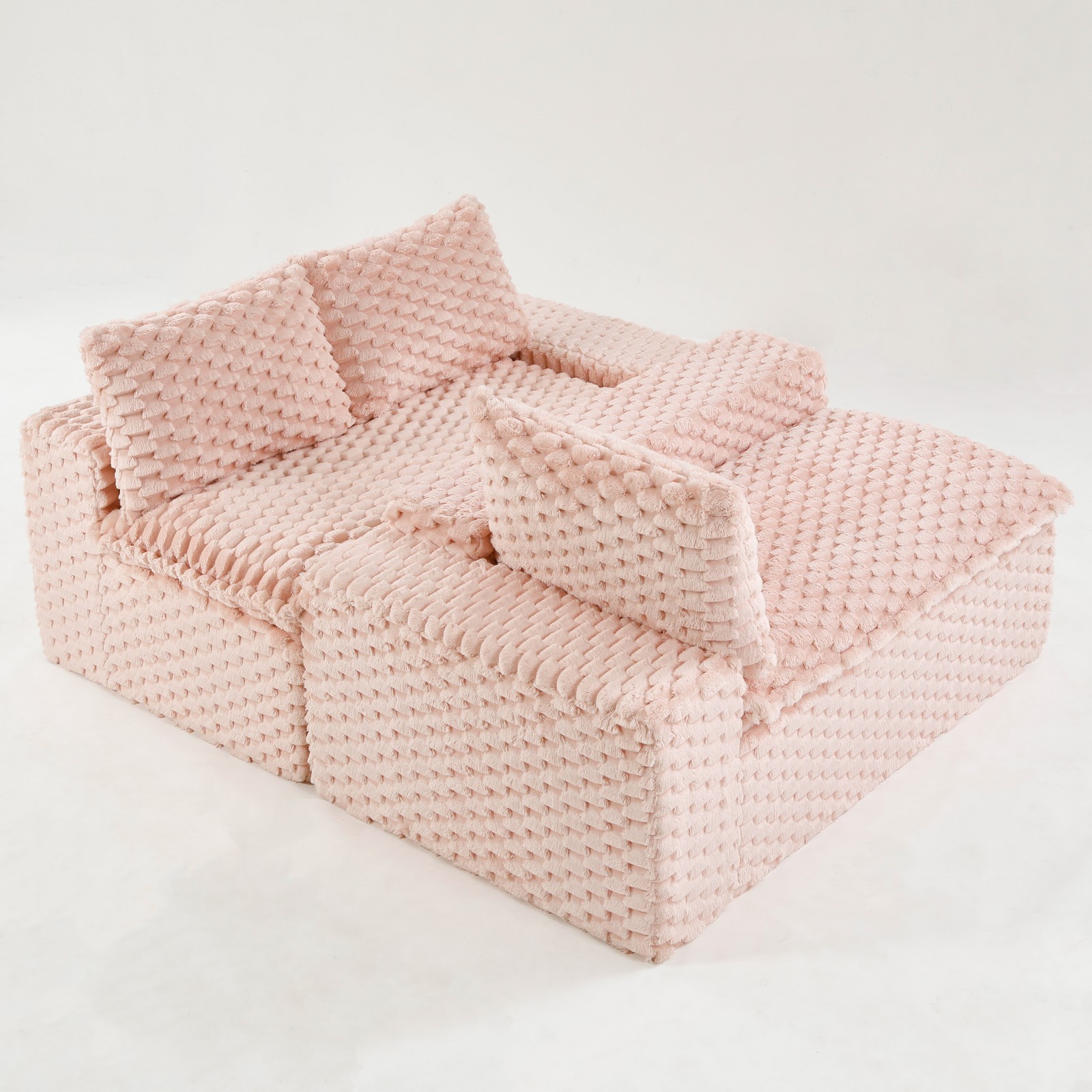 Luxury Pink Turtle Velvet Multifunctional Sofa - Arrangeable in Single Row, Sid