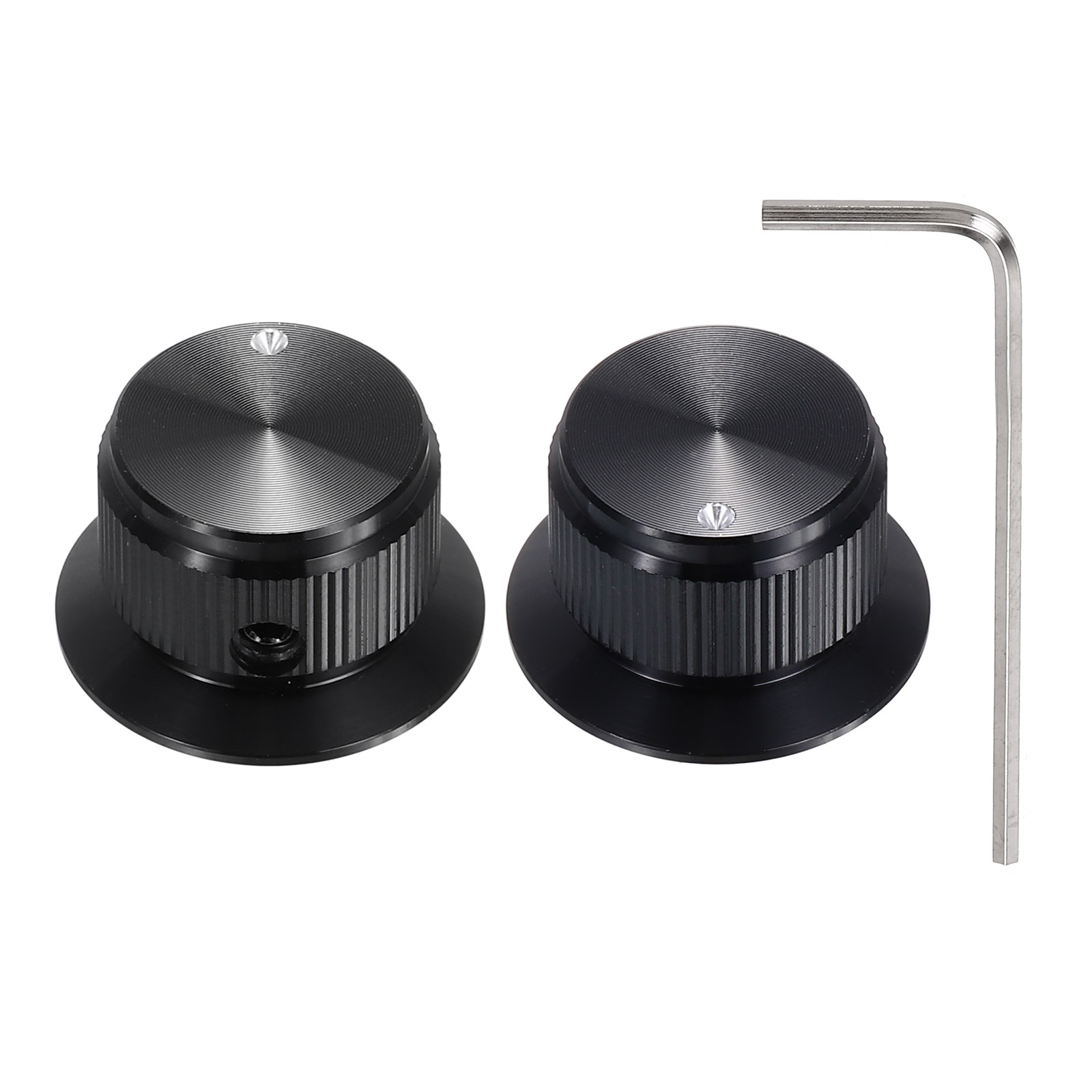 2Pcs Aluminium Potentiometer Knobs 1/4" Volume Tone Control Top Hats Black