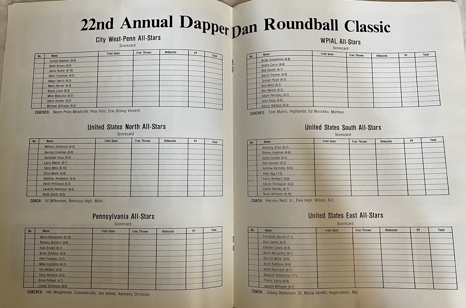 1986 22nd Annual Dapper Dan Roundball Classic Program (April 6th)