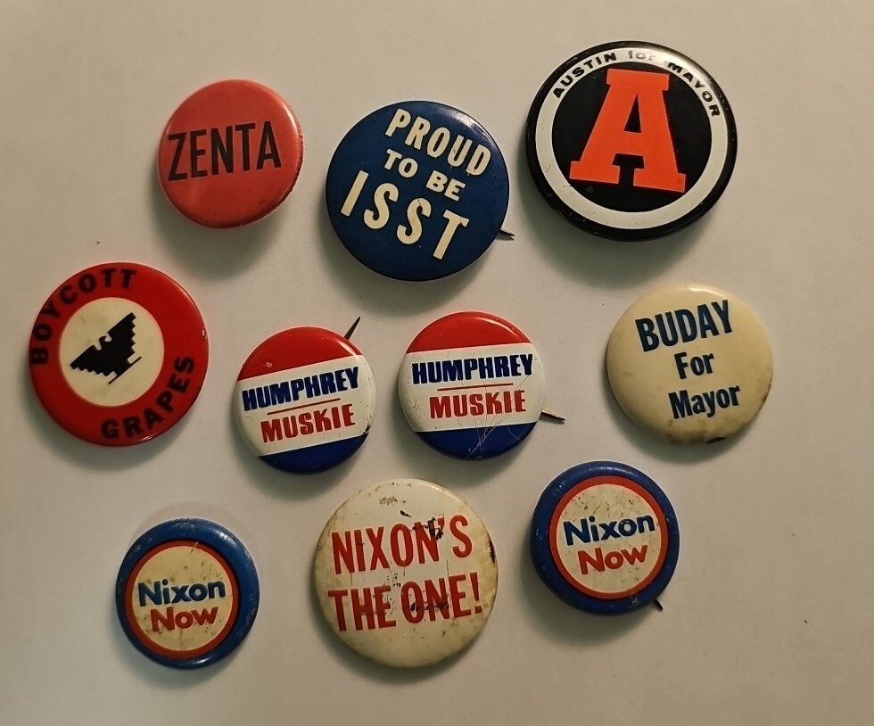 Lot Of 10 Vintage Political Buttons Pin Backs