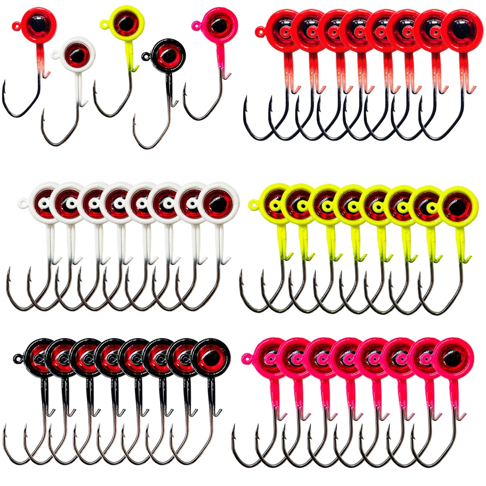 Crappie Jig Heads 40 Pack, 1/8oz Fishing Lures for Bass & Crappie