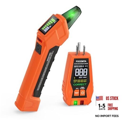 Circuit Breaker Finder & GFCI Outlet Tester with Digital LCD Display, 90 Orange