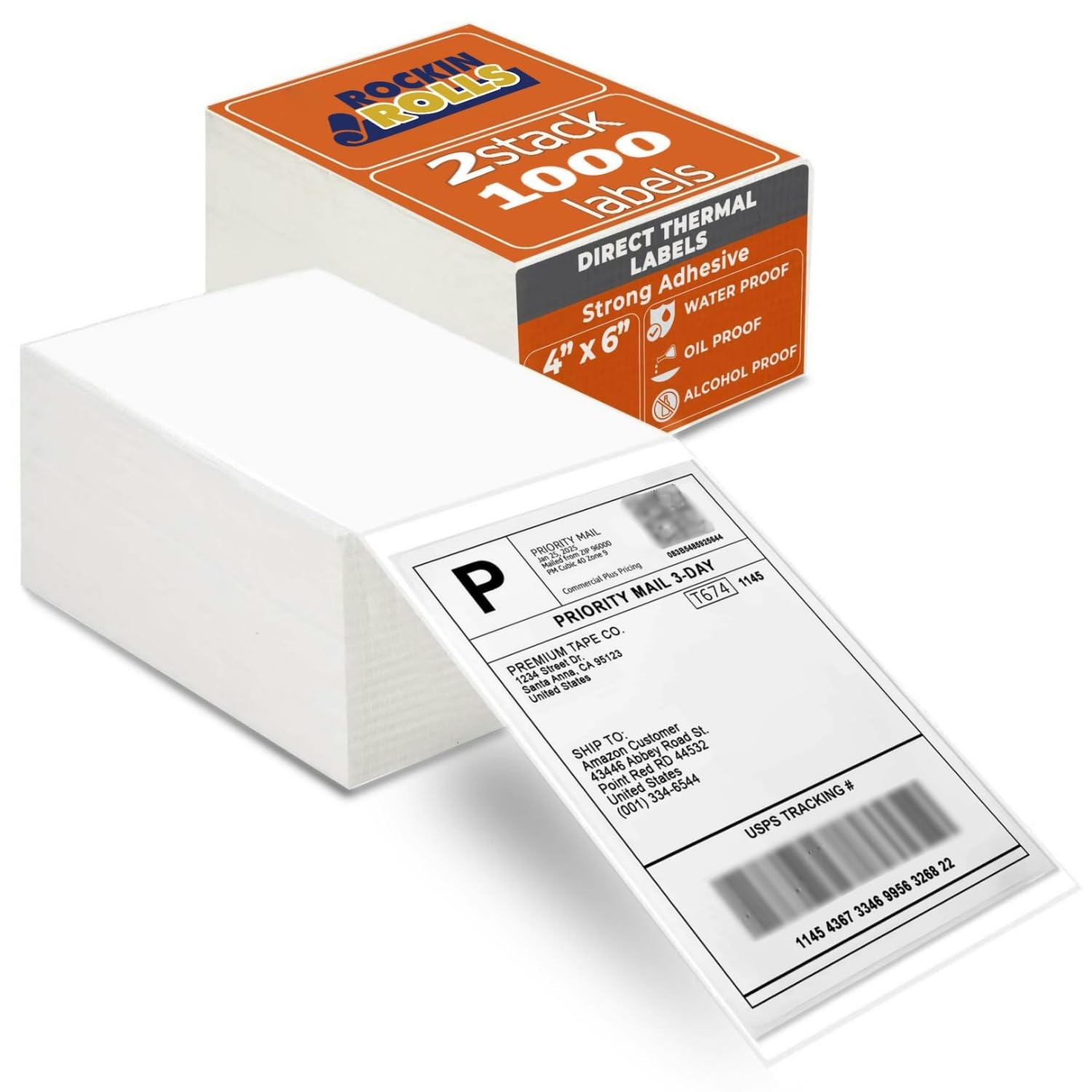 Rockin Rolls Direct Thermal Shipping Labels (Total of 1000) 2 Packs of 500-4x...
