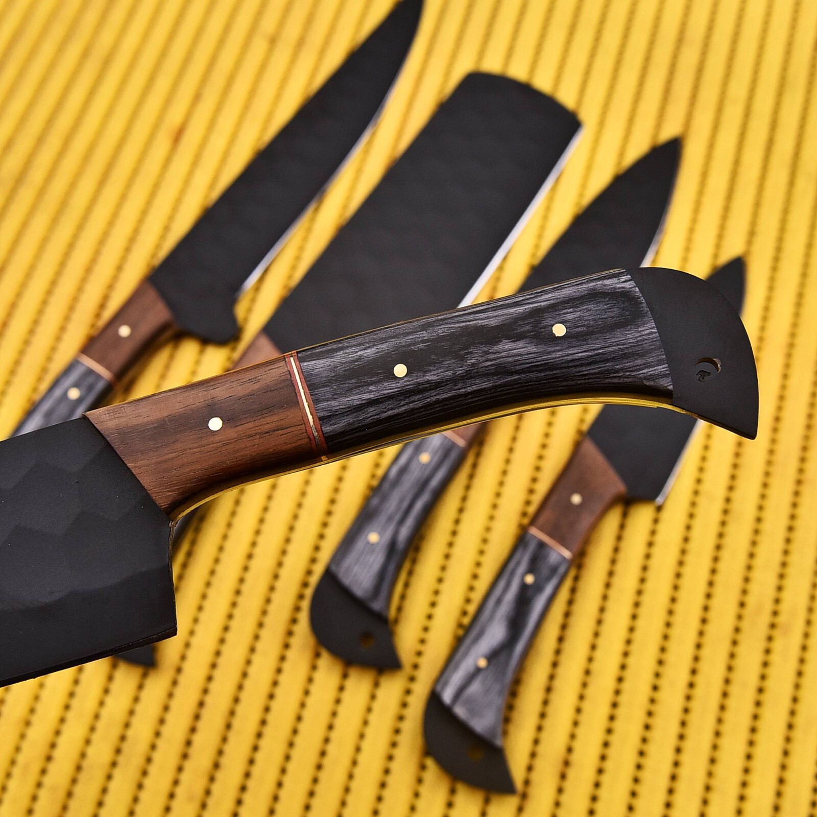 CUSTOM HAND MADE FORGE CARBON STEEL CHEF KNIFE SET KITCHEN KNIVES 2930