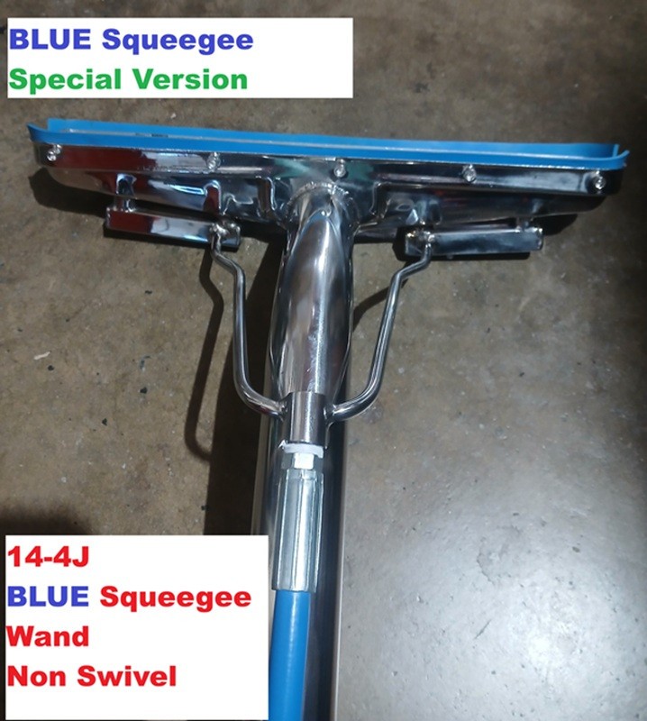 14" 4J S-BEND Hard Surface Tile & Grout BLU 1 layer Squeegee WAND Floor Scrubber