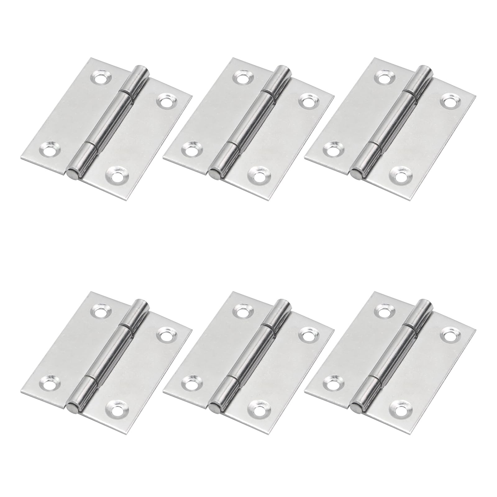Door Hinges 1 Inch Mini Stainless Steel Silver Cabinet Gate 6 Packs Hardware