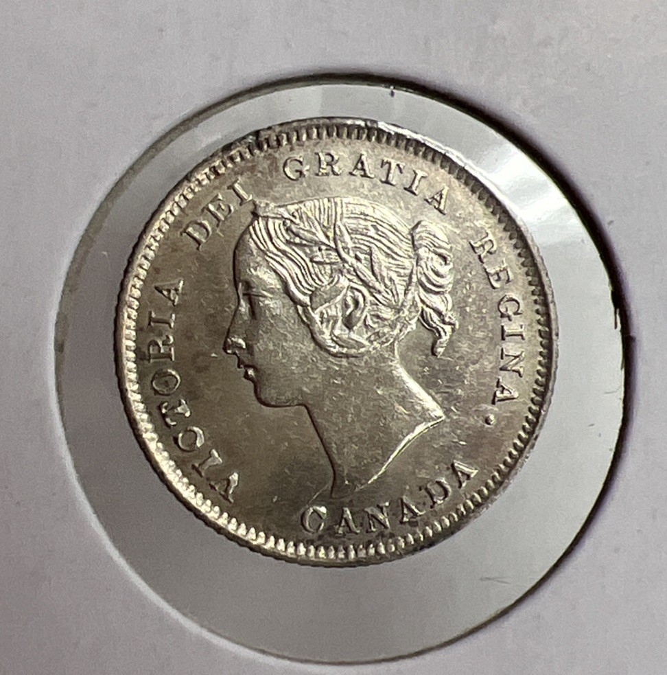 1896 Canada 5 Cents Silver Foreign Coin