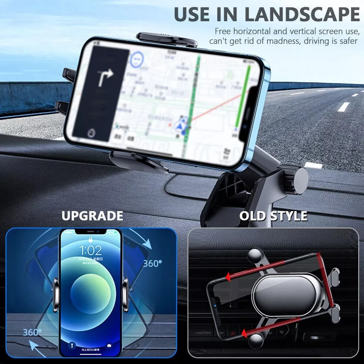 Car Phone Holder Dashboard Windshield Phone Mount Universal for iPhone Samsung