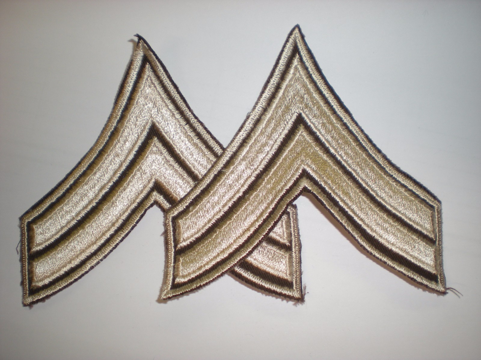 MILITARY/ POLICE COSTUME LARGE CORPORAL RANK STRIPES - KHAKI/ BROWN - 1 PAIR
