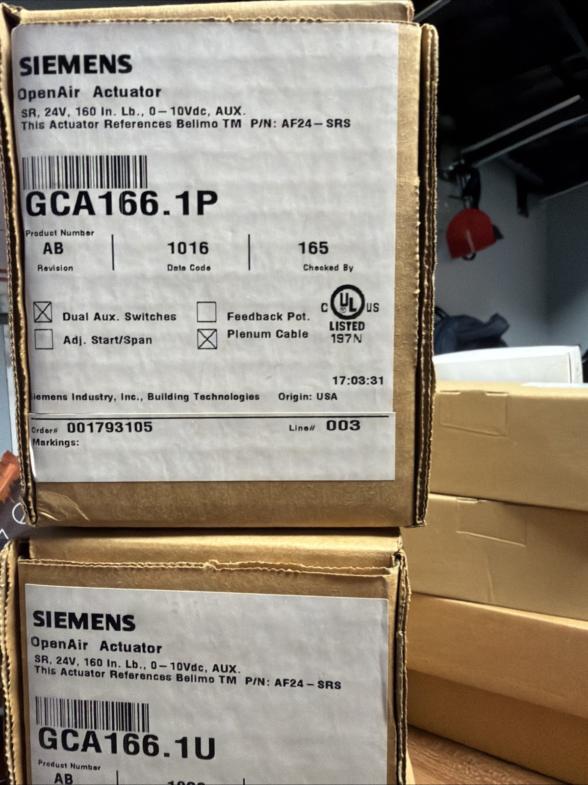 Siemens Building Technology GCA166.1U -Spring Return, 160 lb-in, 24Vac/dc, 0-10V