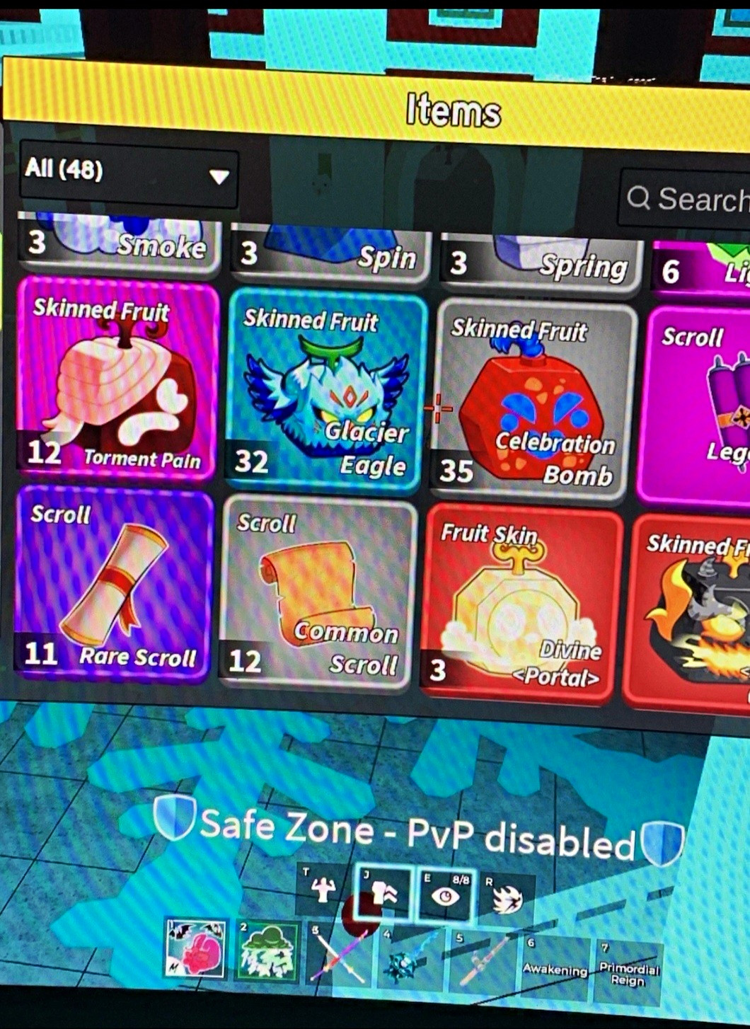 Blox Fruits Skinned Fruit Inventory: Torment Pain, Glacier Eagle, Scrolls #48