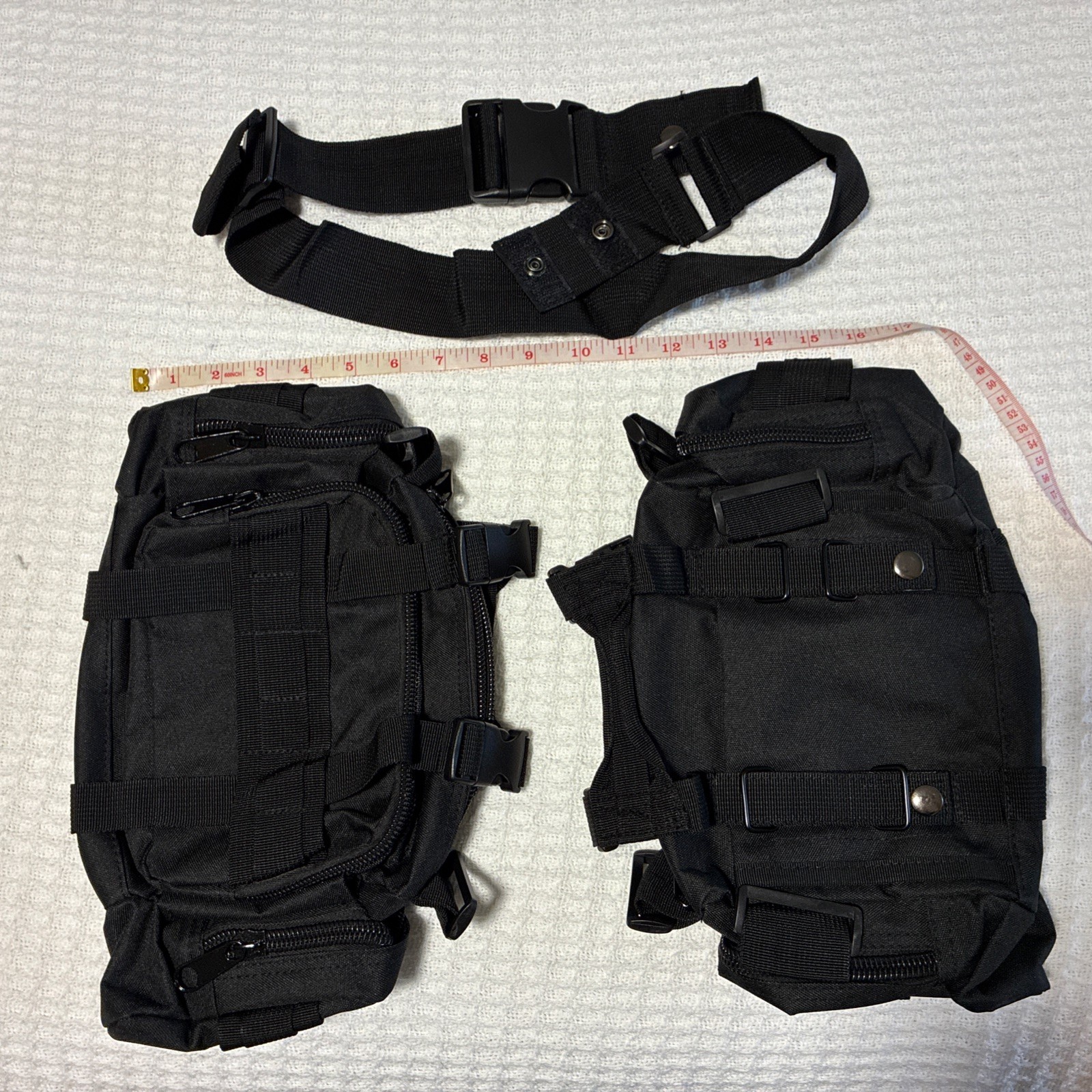 2 Black Bags Nylon Small 5 Pockets With Straps New