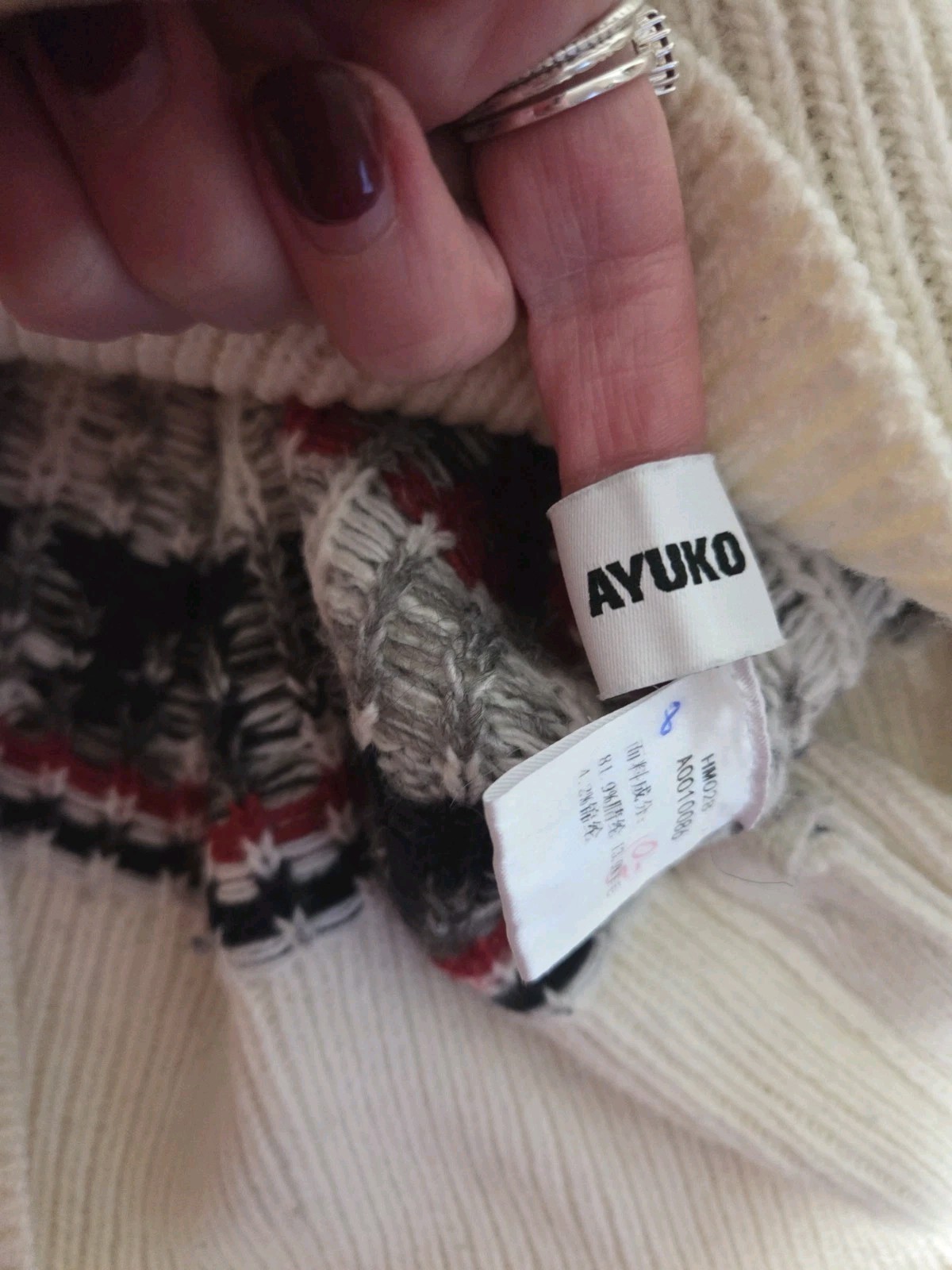 Ayuko Elephant Knit Fairisle Jumper Size Large
