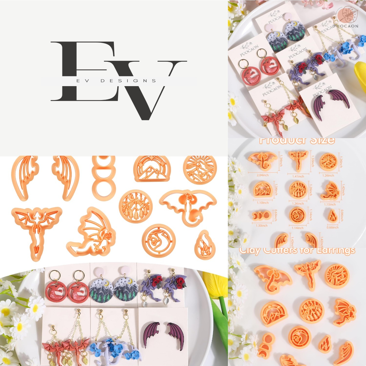 Compact 11 Pcs Dragon Cutters for Polymer Clay Jewelry - Perfect for Earrings