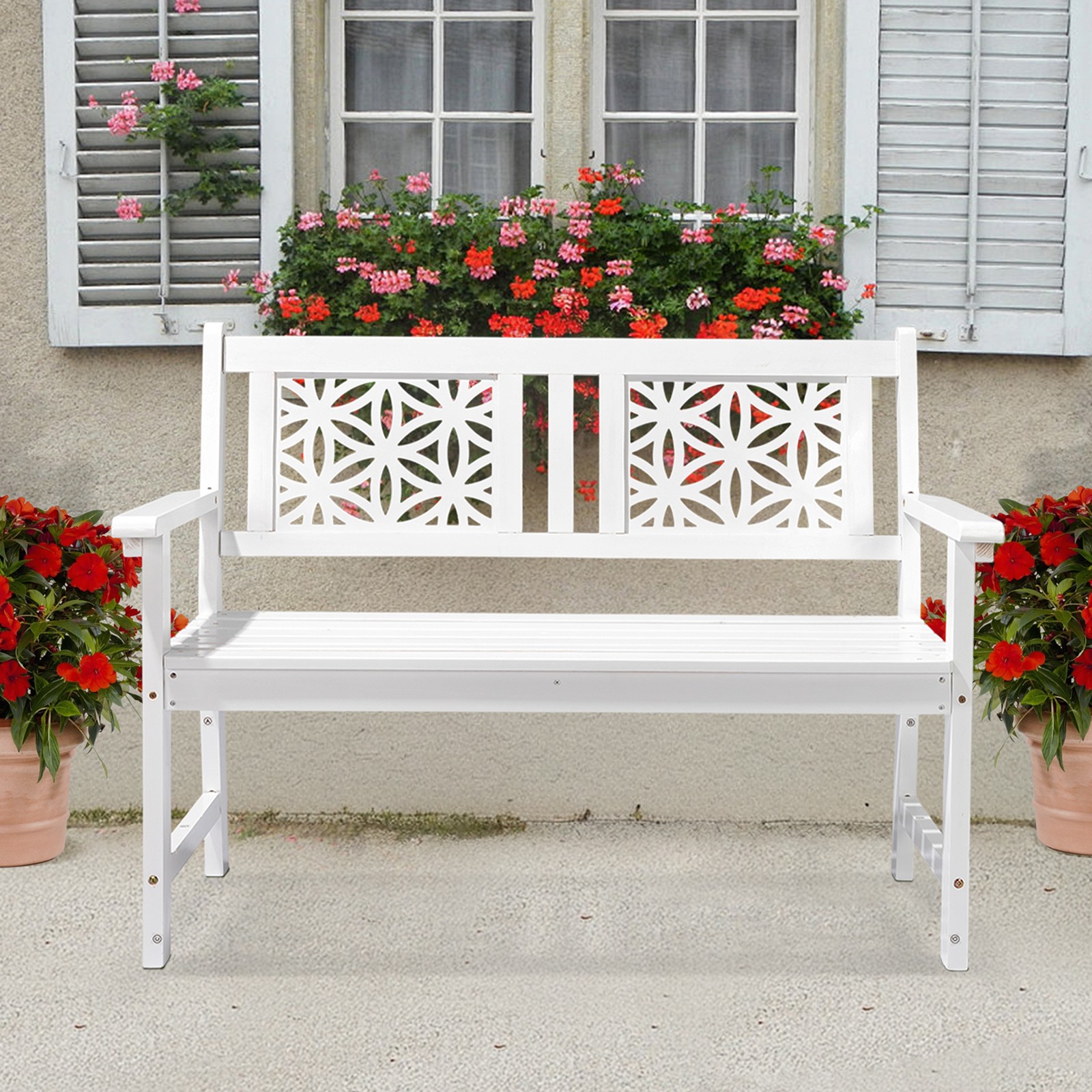 Wooden Bench Chair, All Weather 660lbs Capacity for Garden Porch Outdoor Seat